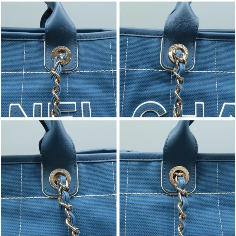 100% Authentic CHANEL Lady First Blue W/P Cloth Tote Bag - Picture 7 of 12